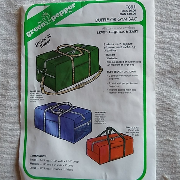 Duffle or Gym Bag Pattern - Picture 1 of 4